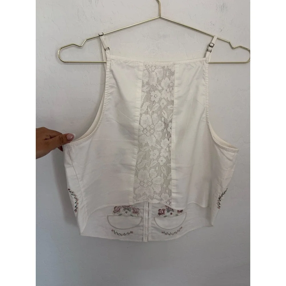 Free People Maeberrie Top & Skirt Set Ivory Embroidered Lace Boho Victorian Sz M